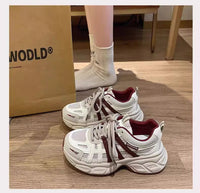 Damen Sportliche Sneakers mit atmungsaktivem Mesh-Obermaterial und gepolsterter Sohle – Rot