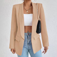 Damen Langarm Offene Front Blazer | Elegante – Khaki