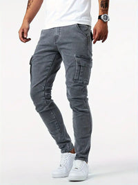 Samuel | Stretch-Denim Cargohose – Grau