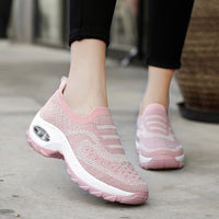 Damen bequeme Slip-On Sneakers mit elastischem Mesh-Obermaterial und luftgepolsterter Sohle – Rosa