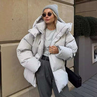 Malachie | Dicke und Gepolsterte Winterjacke für Damen mit Kapuze – Weiß
