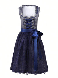 Damen Elegantes Midi Dirndl Kleid | Festlich – Blau