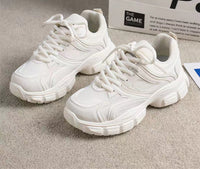 Damen Bequeme Sport Sneakers mit dicker Sohle – Weiß