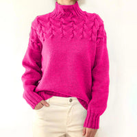 DAME PULLOVER MIT HOHEM KRAGEN | ELEGANTER KOMFORT STIL – Rosenrot