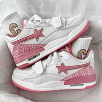 Damen Sneakers mit innovativem Klettverschluss und stilvollem Sternen-Design – Rosa