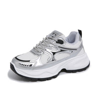 Damen Trend Sneakers mit atmungsaktivem Mesh-Obermaterial und dämpfender Sohle – Silber