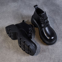 Damen Dirndl Schuhe | Schnürung Mit Breiter Sohle – Schwarz