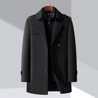 Rupertt | Mid-Langer Trenchcoat für Herren mit Abnehmbarer Innenjacke & Stehkragen – Noir