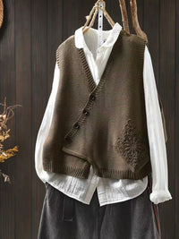Elaine | Elegante Strickweste – Dunkelbraun