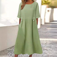 Lottie -  Leichtes Sommerkleid aus Baumwolle und Leinen – Hellgrün