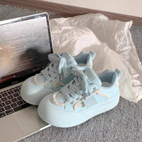 Damen Modische Plateausneaker mit lässigem Design und komfortabler Dämpfung – Blau