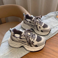 Damen Sportliche Chunky Sneakers mit atmungsaktiver Netzoberfläche – Grau