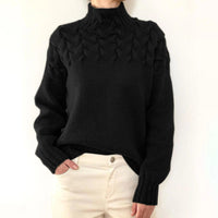DAME PULLOVER MIT HOHEM KRAGEN | ELEGANTER KOMFORT STIL – Schwarz