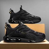 Damen Sportliche Air-Cushion Sneakers mit stylischem Design – Schwarz Gold