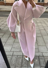 Eleganter Langer Trenchcoat für Damen | Reverskragen – Rosa