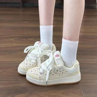 Damen Freizeit Sneakers mit verspieltem Tiermotiv und atmungsaktivem Obermaterial – Beige