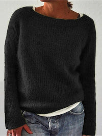 Damen RUNDHALS STRICKPULLOVER | ELEGANTER KOMFORT FÜR JEDEN TAG – Schwarz