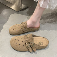 Damen bequeme Clogs mit doppeltem Schnallenverschluss – Khaki