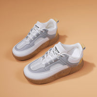 Damen Sportliche Retro Sneakers mit atmungsaktiven Einsatz und rutschfester Sohle – Grau