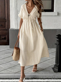 Maxikleid Freizeit mit Taillenband – Hellgelb