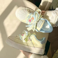 Damen Sneakers mit verspielten Blumenapplikationen und komfortabler Dämpfung – Gelb