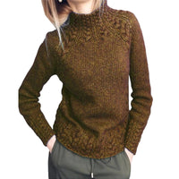 DAMES KABELSTRICKPULLOVER | ELEGANTER WARMER STIL – Braun