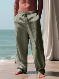 Bernd | Herren Bequeme Leinenhose – Olivgrün