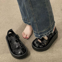 Damen bequeme Plateau-Sandalen mit verstellbaren Klettverschlüssen und rutschfester Sohle – Schwarz