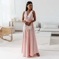 Damen Elegantes Wickel-Minikleid mit tiefem V-Ausschnitt und fließendem Stoff – Rosa