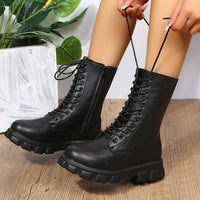 Damen Dirndl Schuhe | Hohe Schnürung Mit Breiter Sohle – Schwarz
