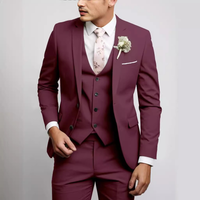 Herren Klassische Eleganz Hochzeitsgast Anzug | 3-Teilig – Bordeaux