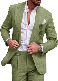 Herren Einreihig Formell Hochzeitsgast Anzug Set | Zweiteiliges Set – Grün
