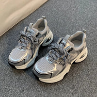 Damen Atmungsaktive Sport-Sneaker mit stoßdämpfender Sohle – Silber
