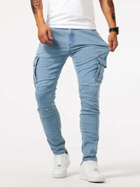 Samuel | Stretch-Denim Cargohose – Blau