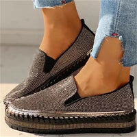 Elegante Plattform Schuhe für Damen - Glänzende Metalloptik – Schwarz