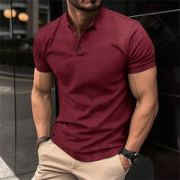 Herren Slim-Fit Poloshirt aus Baumwolle mit Knopfleiste – Rot