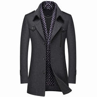 Eleganter Herren Wollmantel für Business und formelle Anlässe – Grau