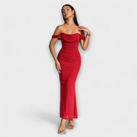 Ione - Off-Shoulder Ruffled Bodycon Dress – Rot