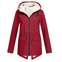 Sherpa-gefütterte Zip-Up-Jacke mit Kapuze für Frauen – Rot
