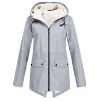 Sherpa-gefütterte Zip-Up-Jacke mit Kapuze für Frauen – Grau