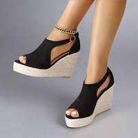 Marla | Stretchsandalen mit Absatzkomfort – Schwarz