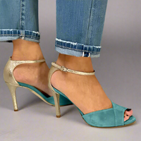 Romy | Glänzende High Heels mit Komfort-Band – Grün