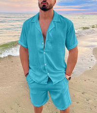 Julian Kurzarmhemd und Shorts Set – Türkis