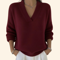 Nina | Pullover Damen V-Ausschnitt modern & stilvoll – Rot