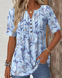 Doreva - Leichtes florales Shirt – Blau