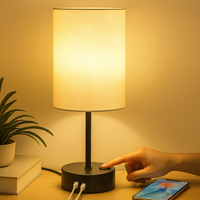 Orren | Touch-dimmbare Nachttischlampe mit USB-Aufladung – Beige