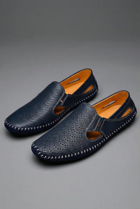 Orthopädische Herren Loafer mit Arch Support und atmungsaktiver Perforation Slip-On Design – Marine