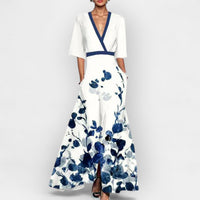 Elegantes Floral Damen Maxikleid – Weiß