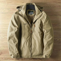 Regenjacke Herren Wasserdicht Mit Kapuze | Leichte Outdoorjacke Mit Reißverschluss – Khaki