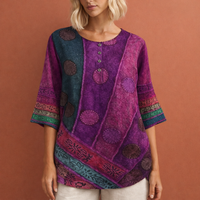 Oversized Sommeroberteil mit buntem Druck für Damen | Noëlle – Lila